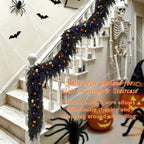 9ft Black Halloween Cedar Garland for Mantle, Soft Touch with Purple Lights - Image 5
