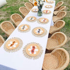 IcosaMro 13 Inch Boho Round Woven Placemats Set of 6 Natural Place Mats - Image 6
