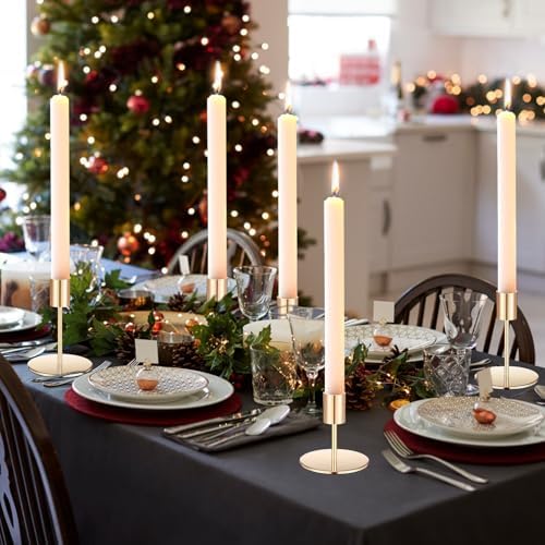 Sieral Candle Holders Bulk Taper Candlesticks Holders Set Modern Decorative Metal Candelabras for Wedding Anniversary Home Dinning Table Centerpiece Xmas Party Decor(Gold,15 Pcs) - Image 6