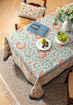 Designer French Linen Table Cloth Rectangle Tables,Italian Vintage Floral Pattern Tablecloth,Colorful Table Cover for Dining Room,Tea Party, Outdoor, Spring Holiday, 55x71 - Image 2