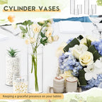 Nuogo 12 Pcs Plastic Cylinder Vases Tall Plastic Flower Vases for Centerpieces Hurricane Candle Holder for Home Wedding Office Party Formal Dinners Decorations (4''/6''/8'') - Image 6