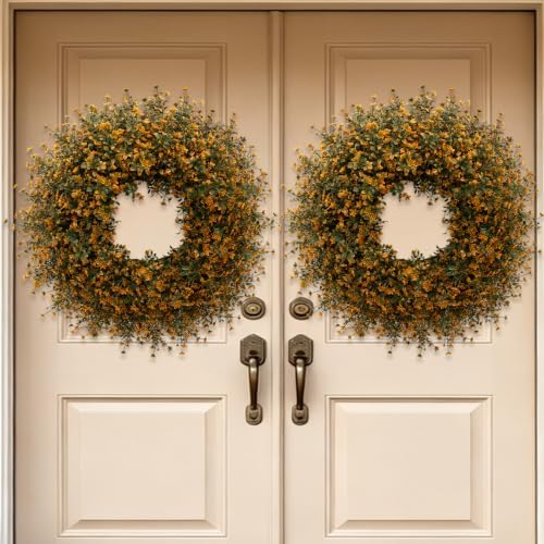 26 Inch Fall Boxwoods Wreaths for Front Door Large Wreath Home Decor - Image 2