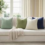 MIULEE Farmhouse Decorative Pillow Covers 18x18 Inch Set of 4 Muted Teal - Image 3
