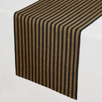 Solino Home 100% Linen Table Runner, 14 x 90 in, Brown and Black Striped - Image 2