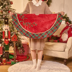 Valery Madelyn 48" Red Green Gold Christmas Tree Skirt for Tree Decorations - Image 6