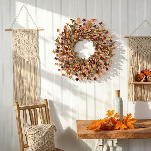 24in Fall Wreaths for Front Door Handcrafted Paper Flower Wreath - Image 6