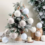 12 Pcs Neutral Textured Sugar Christmas Ornaments 3.15'' Cream Beige White - Image 5