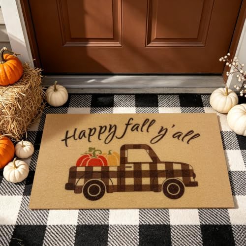 Fall Door Mat, Non Slip Front Porch Pumpkin Welcome Mat 24"x36" - Image 6