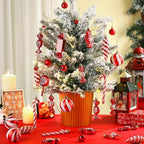96 Pcs Christmas Tree Ornaments Red and White Candy Ball Ornament - Image 6
