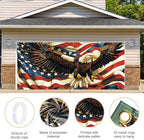 Eagle American Flag Garage Door Banner 7x16FT, Patriotic Bald Eagle & American Flag Garage Door Cover, Outdoor Decoration for Independence Day and National Holidays - Image 4