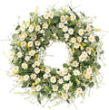 Sggvecsy White Daisy Wreath 24 Inch with Fake Silk Floral Green Eucalyptus Leaves and Lavender for Spring Summer Front Door Window Wall Wedding Farmhouse Festival Decor by Sggvecsy