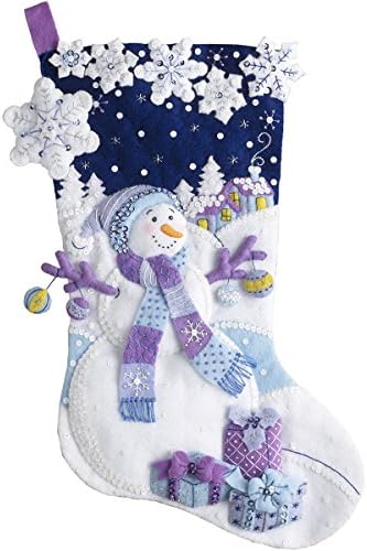 Bucilla 86703 Felt Applique Stocking Kit, 18", Frosty Night, - Image 2