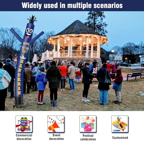 15FT Tall Hanukkah Inflatable Tube Man (18''Diameter) Wacky Wavy Dancing Guy for Outdoor Decoration Advertising Business Promotion - Happy Hanukkah (Blower Not Included) - Image 6