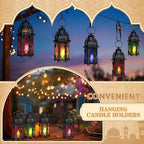 Mumufy 6 Pcs Moroccan Lantern Ramadan Lantern Eid Mubarak Decor, Black - Image 6