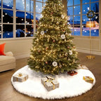 60 Inch White Faux Fur Christmas Tree Skirt Plush Xmas Tree Base Cover - Image 4