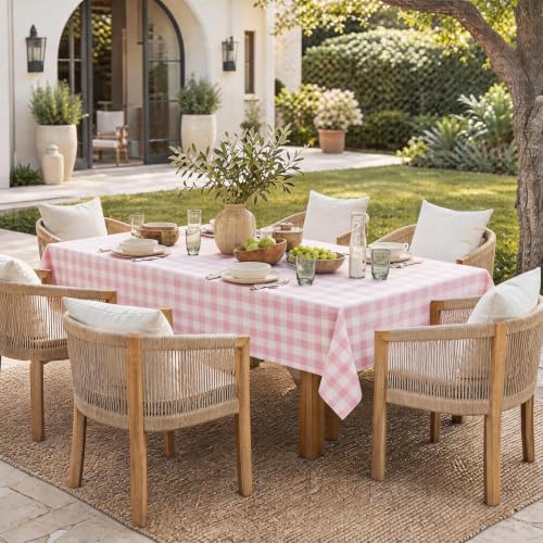 Gingham Tablecloth Rectangle Pink, 60" x 120" - Image 2