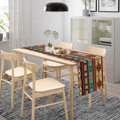 Aztec Vintage Table Runner, Abstract Geometric Tribal Ethnic Style Design Vintage American Southwestern Pattern for Home Kitchen Table Decor Dining Coffee Room Party Decor 13x120inch - Image 3