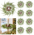8 PCS Christmas Pine Taper Candle Rings Wreaths 1.38" Mini Norfolk Pine Taper Candle Holder Wreaths Candle Rings with Berry Pinecones for Xmas Holiday Church Home Table Centerpiece Candlesticks Decor by Unknown
