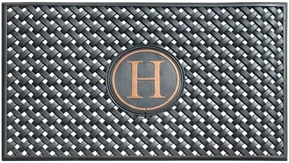 A1HC Natural Rubber Front Door Mat 24x39 inches, Monogrammed Doormat for Entryway, Heavy Duty Shoe Scraper Welcome Mat for Porch, Patio & Outside Entrance - Black by A1HomeCollectionsLLC