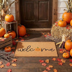 Welcome Pumpkin Coir Doormat 17"x30", Fall Outdoor Front Door Mat with Cute Pumpkin Design, PVC Non Slip Backing, Natural Coconut Coir Door Mat for Porch Entryway Halloween Thanksgiving Decor - Image 2