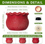 Ceramic Planter 6 Inch, Ceramic Plant Pots for Indoor Plants, Red - Image 2