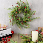 12 Pcs 9 Inch Christmas Wreaths for Kitchen Cabinet Artificial Cedar Pine Hanging Wreath with Red Berries Pine Needles for Front Door Xmas Swag Wreaths for Christmas Winter Farmhouse Home Decorations - Image 2