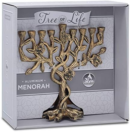 Ner Mitzvah Tree of Life Menorah for Chanukah - Fits All Standard Candles - Artistic Bronze Gold Menorah - 8" High - Image 4