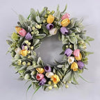HomeKaren Tulip Spring Wreaths for Front Door 22 Inch, All Season Floral Wreath for Outdoor Indoor Flower, Easter Door Wreath for Spring Summer Easter Home Decor - Image 7