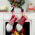 Glitzhome Cat and Dog Christmas Stocking Holders, Set of 2 Wooden/Metal Fireplace Mantel Holiday Decor Pet-Themed Sock Hangers with Scarf & Hat Design - Image 3