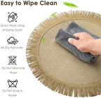 Kochorie 12 Pcs Round Burlap Placemats 15" Boho Jute Placemats with Fringe - Image 4