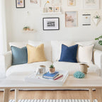 MONDAY MOOSE Decorative Throw Pillow Covers Cushion Cases, Set of 4 Soft Velvet Modern Double-Sided Designs, Mix and Match for Home Decor, Pillow Inserts Not Included (16x16 inch, Blue/Beige) - Image 3
