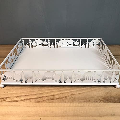 Ramadan Kareem Party Tray Metal Moon Star Shaped Dessert Trays Eid Mubarak Food Serving Holder Plates for Muslim Islamic Festival Party Decorations Gift Home Table Sign (White) by tiecawk