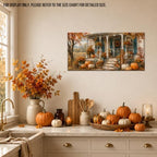 WAXWHELK Fall Farmhouse Canvas Wall Art, Autumn Rustic Farmhouse Pumpkin Porch Welcome Sign Painting Pictures, Thanksgiving Artwork for Living Room Bedroom Home Decor (12"x24") - Image 3
