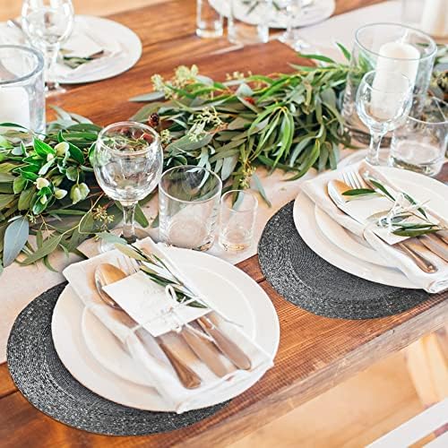 Lightnpro Handmade Beaded Placemats Set of 4 – 13 Inch Round Mercury Silver, Handcrafted Artisan Table Accessories, Elegant Farmhouse Dining Table Décor for Special Occasions & Gatherings - Image 5