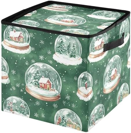 Snow Globe Christmas Ornament Storage Box with Adjustable Dividers Stores up to 64-3 Inch Holiday Ornaments, 13 x 13 Inch Xmas Storage Containers by Unknown