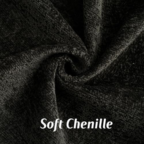 FUTEI Pack of 2 Chenille Soft Throw Pillow Covers 22x22 Inch, Black - Image 2