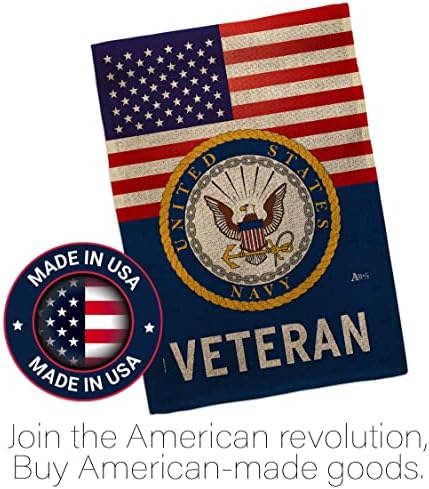 US Navy Veteran Burlap Garden Flag - Set with Stand Armed Forces USN Seabee United State American Military Retire Official - House Banner Small Yard Gift Double-Sided Made in USA 13 X 18.5 - Image 5