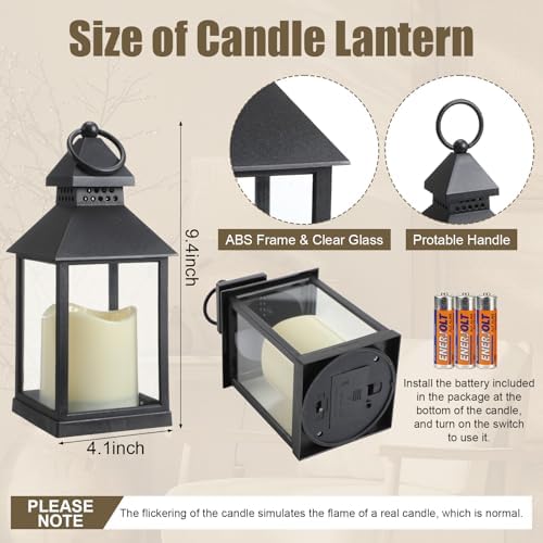 Novabright 6 Pcs Farmhouse Lantern Decor Set Candle Lanterns Vintage Roof - Image 2
