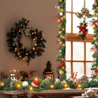 MUMTOP Christmas Garlands Decoration, 6 FT Battery Operated Christmas Garland with LED Light and Pine Cones Red Berries Candy Christmas Ball for Front Door Fireplace Mantel Table Window Home Decor - Image 5