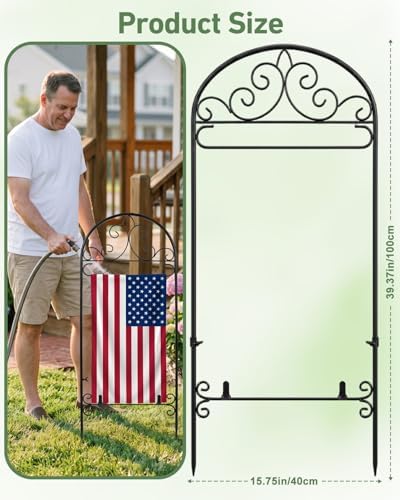 Garden Flag Holder 2P, Heavy Duty Metal Yard Flag Stand for Outside, 40in x 16in Flags Stand Pole Fits Max 14in x 22in Flags - Outdoor Lawn Decor(Without Flag) - Image 3