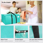 VELVETSURE 12 Pack Heavy Duty Large Moving Bags W/Backpack Straps - Strong Handles & Zippers, Storage Totes For Space Saving, Fold Flat, Alternative to Moving Box and Storage Bin, Aquamarine - Image 3