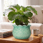 Ceramic Planter Pot, 10 Inch Plant Pot Indoor, Crack Lake Green - Image 4