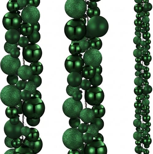 2 Pcs 6 ft Christmas Ball Ornament Garland, Dark Green by Yuxung