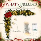 Christmas Door Decorations with LED Light, Poinsettias, Pinecones - Image 2