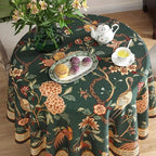 ISAENNE Designer Vintage Green Round Tablecloth,Diameter 67" - Image 4