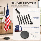 American Flag with Pole and Stand - Heavy Duty 1" Free Standing Indoor Flagpole Set with 3x5ft Embroidered US Flags,Weighted Base, 6-8 FT Adjustable Portable For Office, Church,School (Black) - Image 7