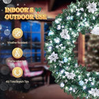 VINGLI 48 Inch Prelit Christmas Wreath Fireplace, Holiday Decor Blue Silver - Image 2