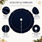 Nevy Velvet Christmas Tree Skirt with Ruffled Edge&Pearl,60" - Image 7