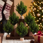 Soulchen 6 Pcs Mini Cedar Christmas Tree, 12" Artificial Tree with Base - Image 6