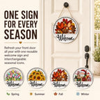 One Welcome Sign for Every Season, 16 PCS Interchangeable Welcome Sign for Front Door, Simple Elegant Farmhouse Seasonal Porch Decor Gift for Christmas，1 Set - Image 2